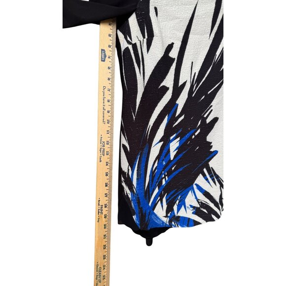 Julia Jordan Abstract Print Black & White Blouse With Blue Accents  Size 4 - Picture 3 of 8